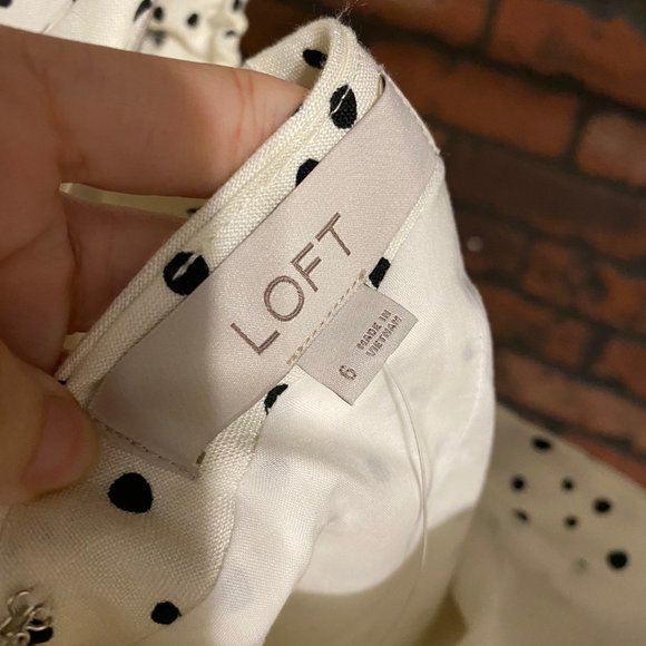 LOFT White Polka dot Babydoll Dress, Business, Picnic - Picture 5 of 5